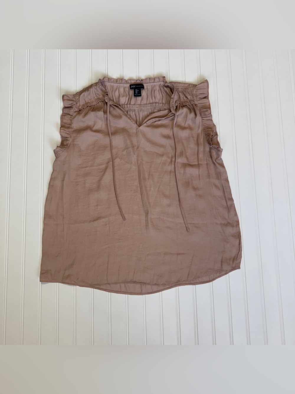 JNY Women’s Mauve Drawstring Linen-Blend Top